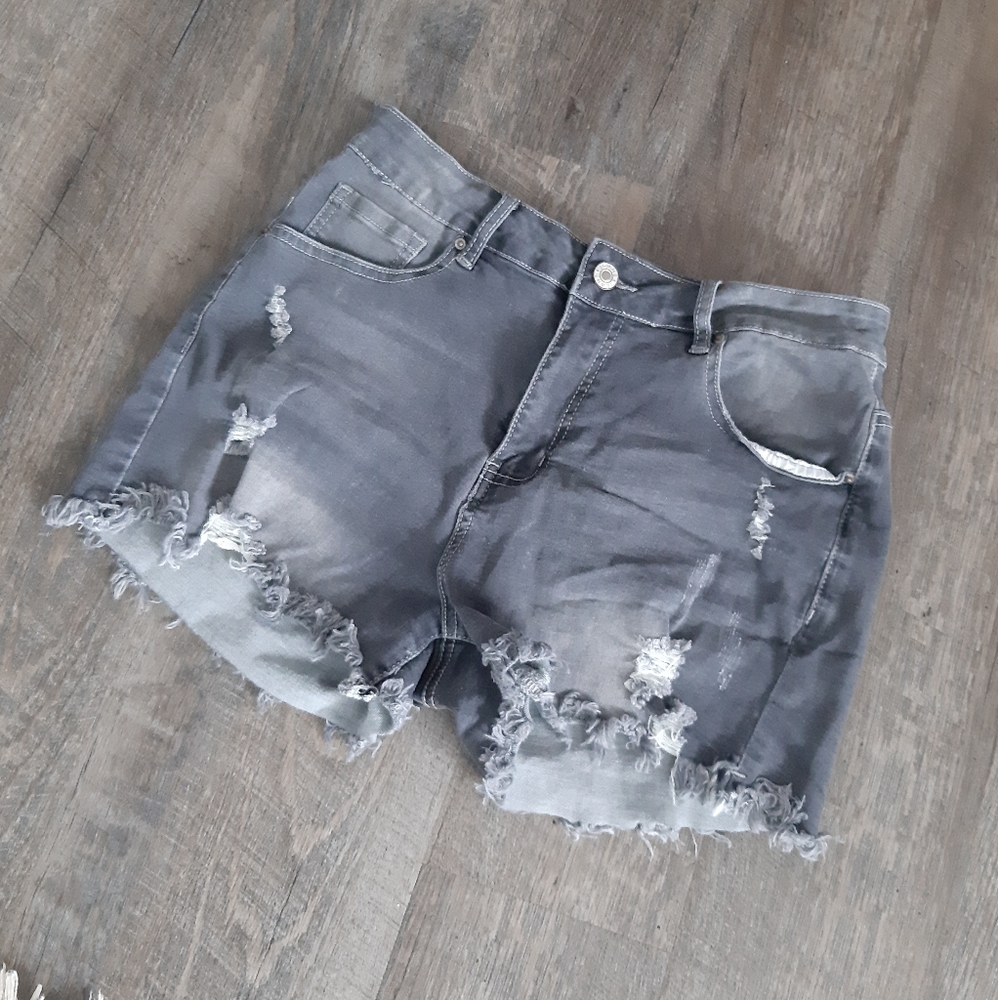 Jean Shorts, Size Large, Dark Blue/Gray Wash
